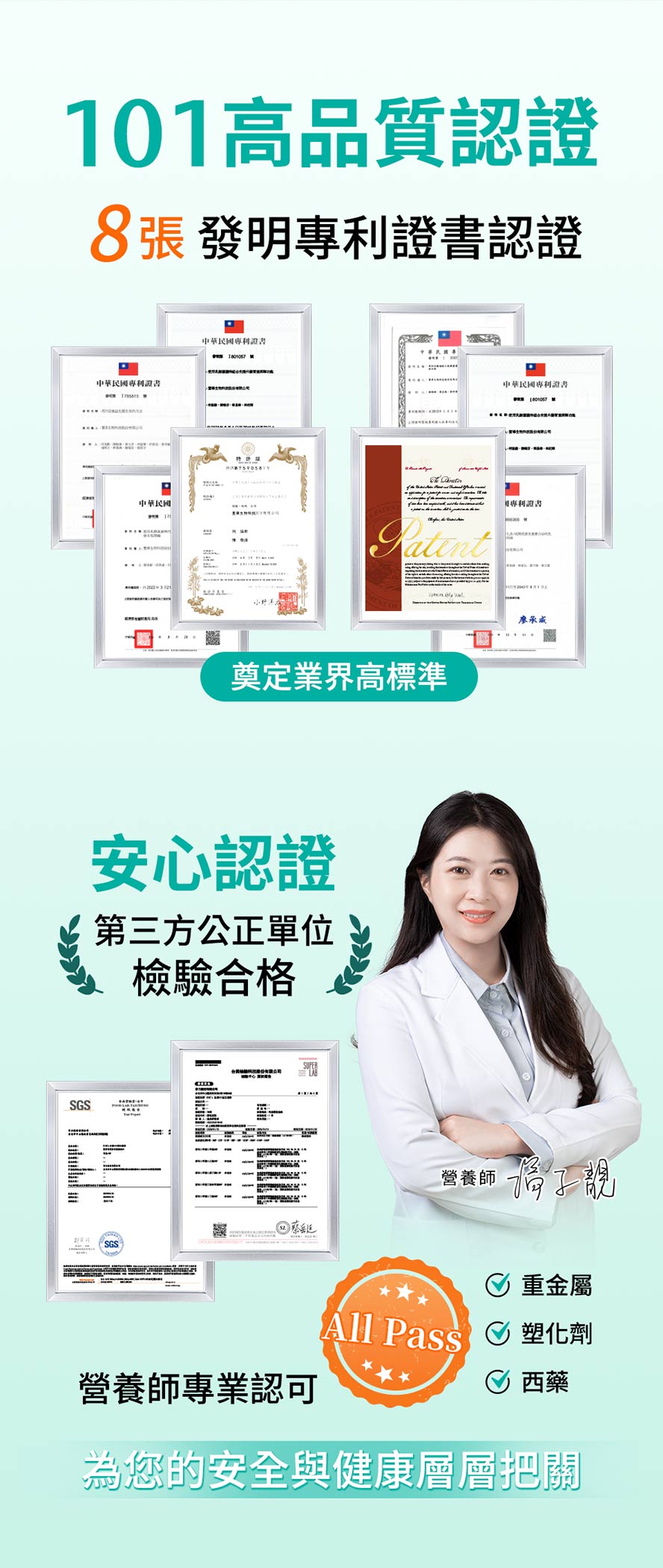 BHK's101益生菌有專利證書嗎?安全檢驗?