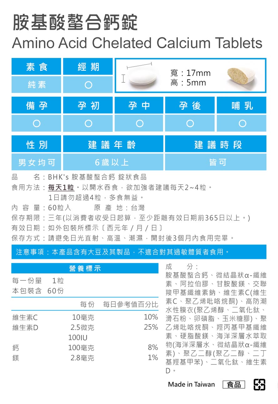 BHK胺基酸螯合鈣通過SGS檢驗。