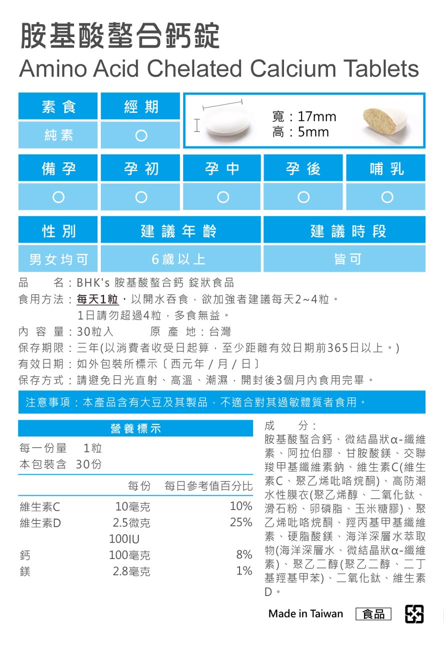 BHK胺基酸螯合鈣通過SGS檢驗。