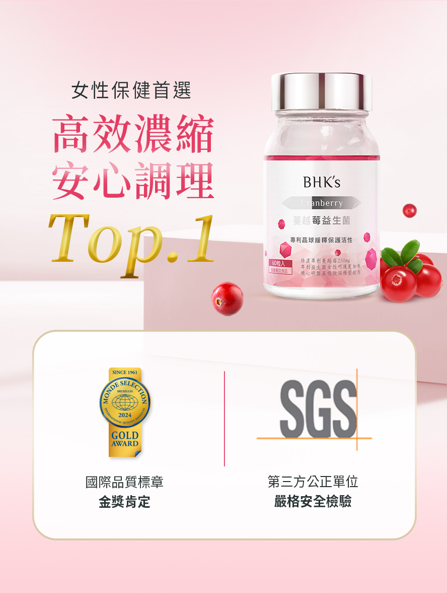 蔓越莓安心首選，SGS檢驗合格及國際品質肯定