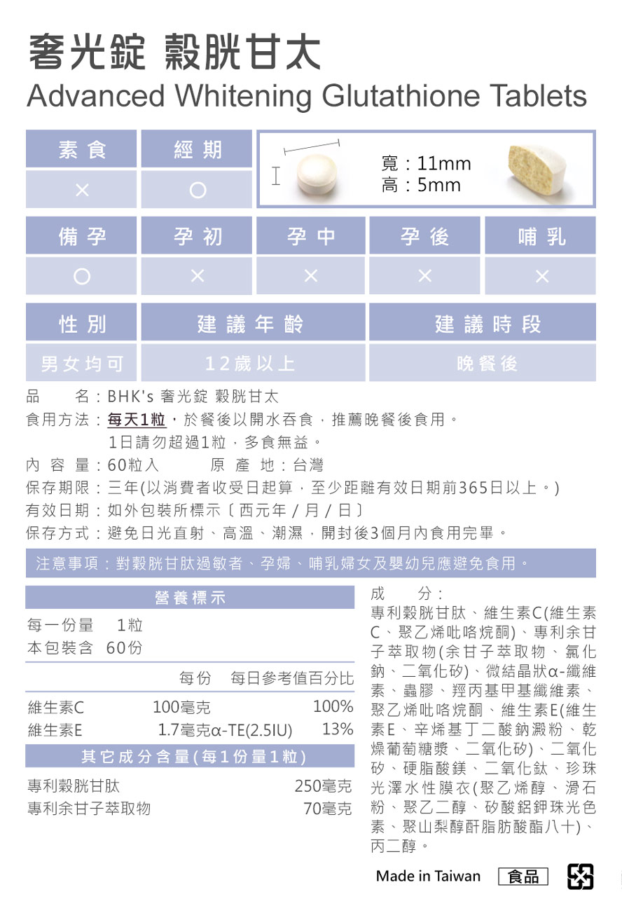 BHK's奢光錠通過SGS檢驗，請安心食用。