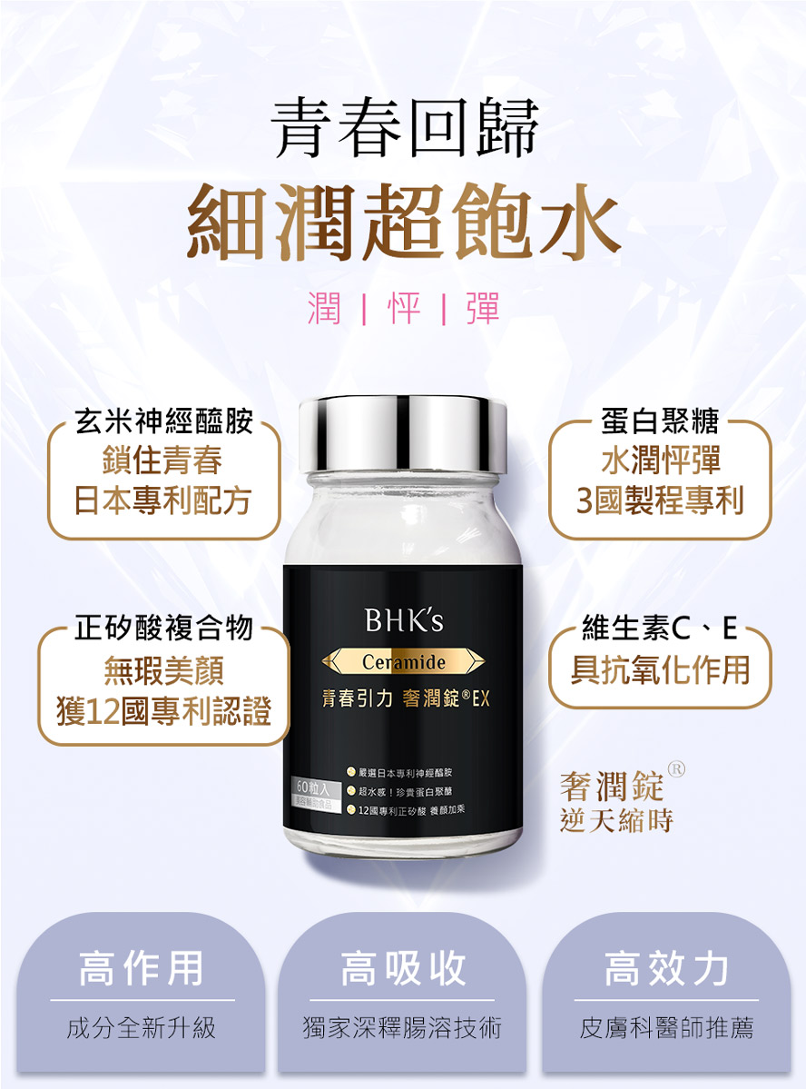 BHK奢潤錠，吃的神經醯胺