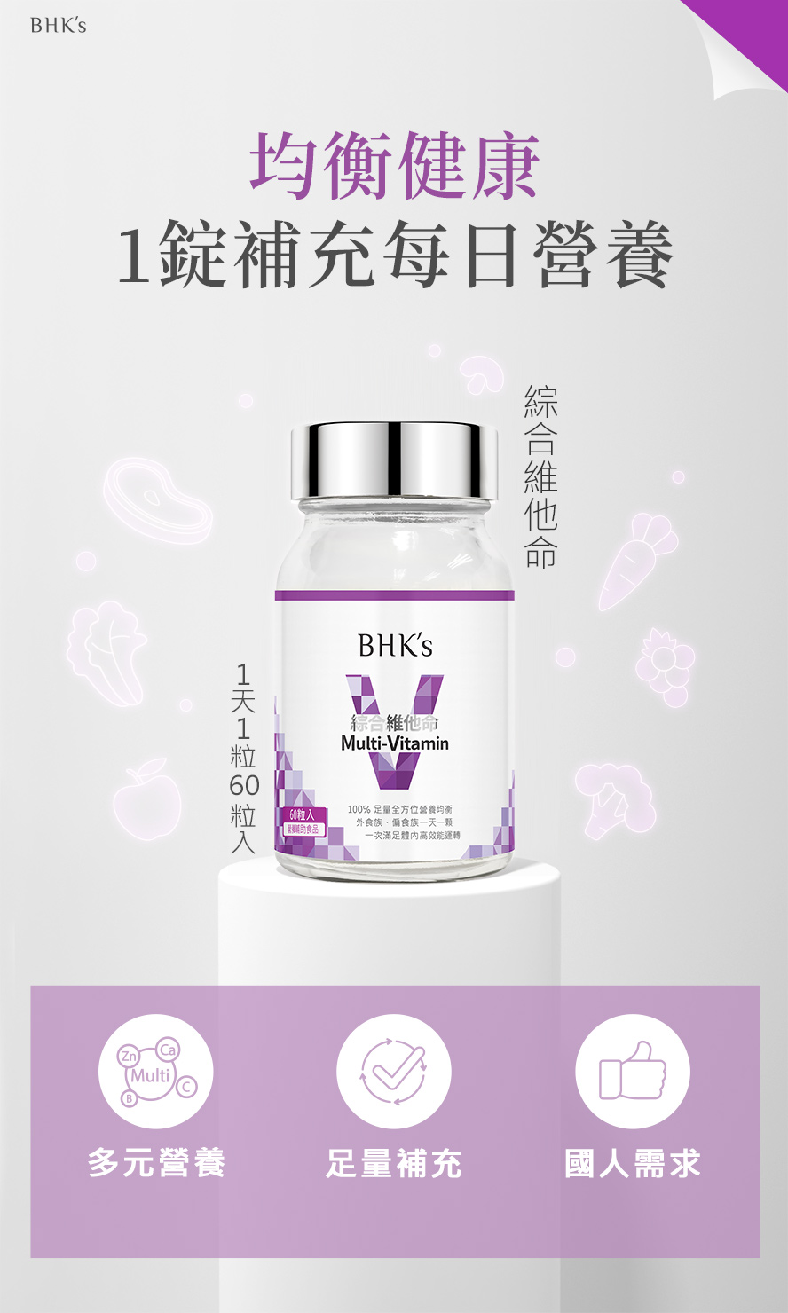 BHK's綜合維他命，人體所需13種維生素與礦物質
