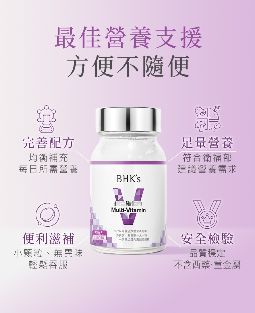 推薦BHKs綜合維他命，方便、便宜、好吞食