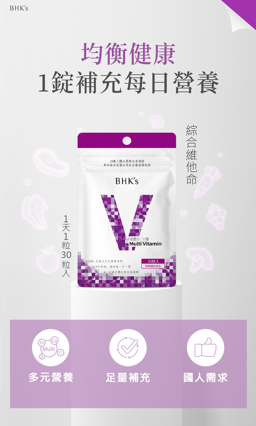 BHK's綜合維他命，人體所需13種維生素與礦物質