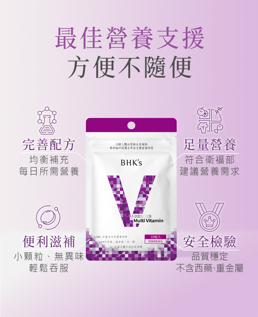 推薦BHKs綜合維他命，方便、便宜、好吞食