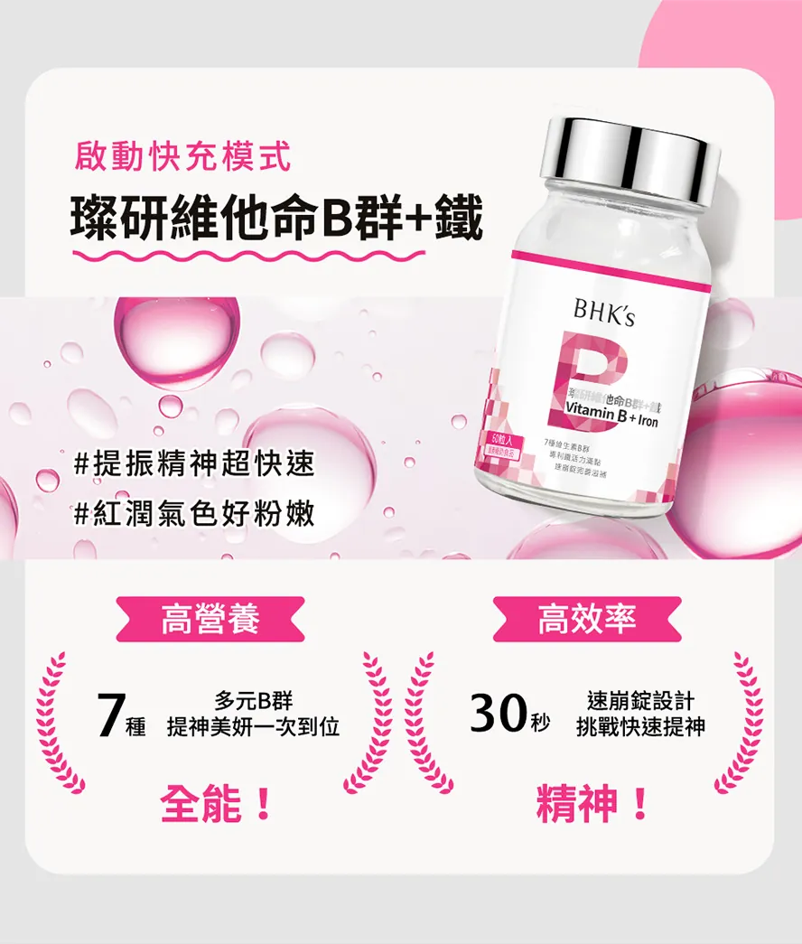 高單位B群配方添加鐵，維持每日精神活力