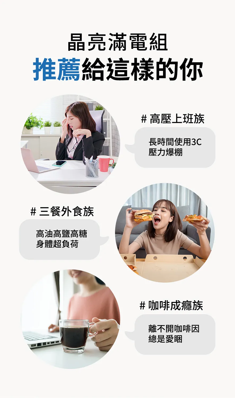 外食族營養不均？推薦上班族必備晶亮體力組