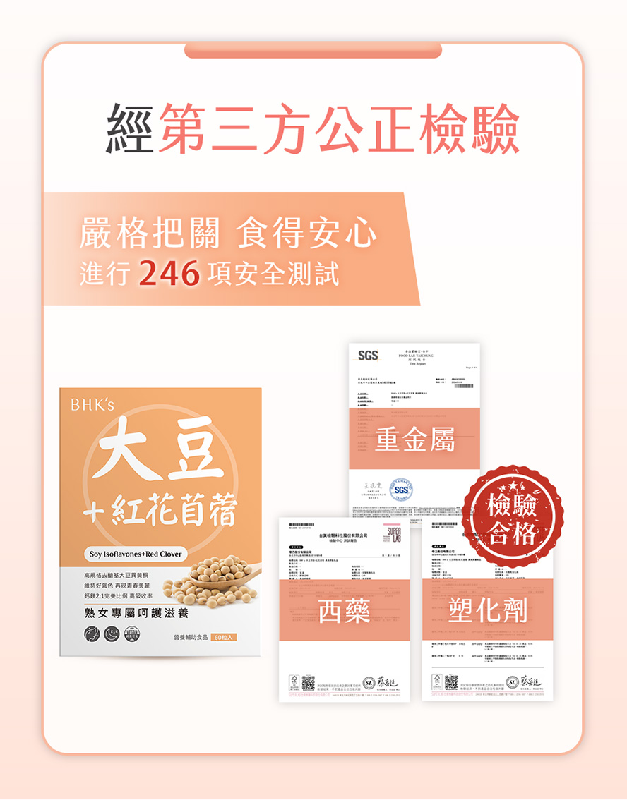 大豆異黃酮安心首選，通過第三方檢驗合格