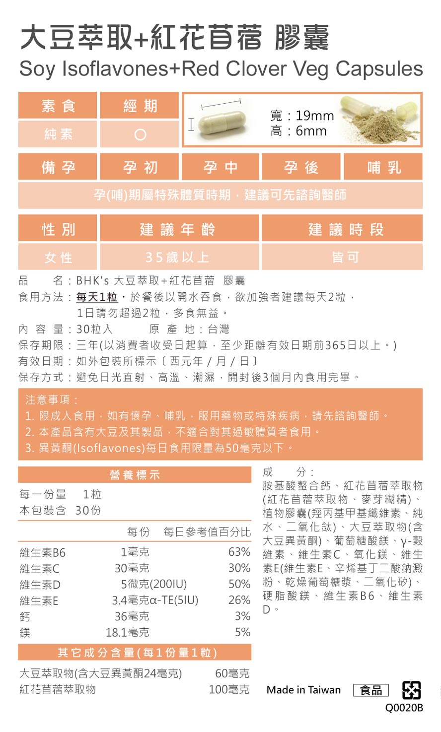 BHK's大豆異黃酮劑量&食用方式總覽