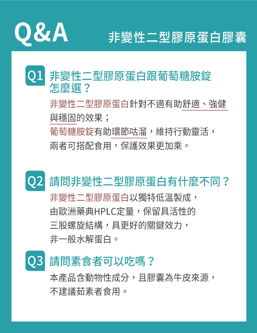 BHK’s非變性二型膠原蛋白膠囊Q&A。