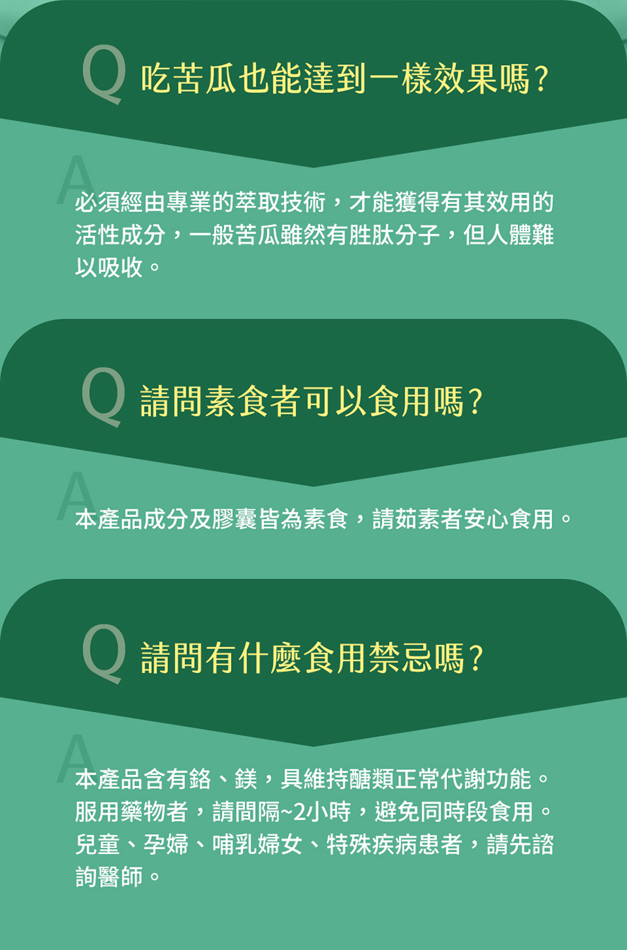 苦瓜胜肽的好壞在於苦瓜萃取型態，苦瓜胜肽的效果優於僅添加苦瓜粉與苦瓜素的產品。