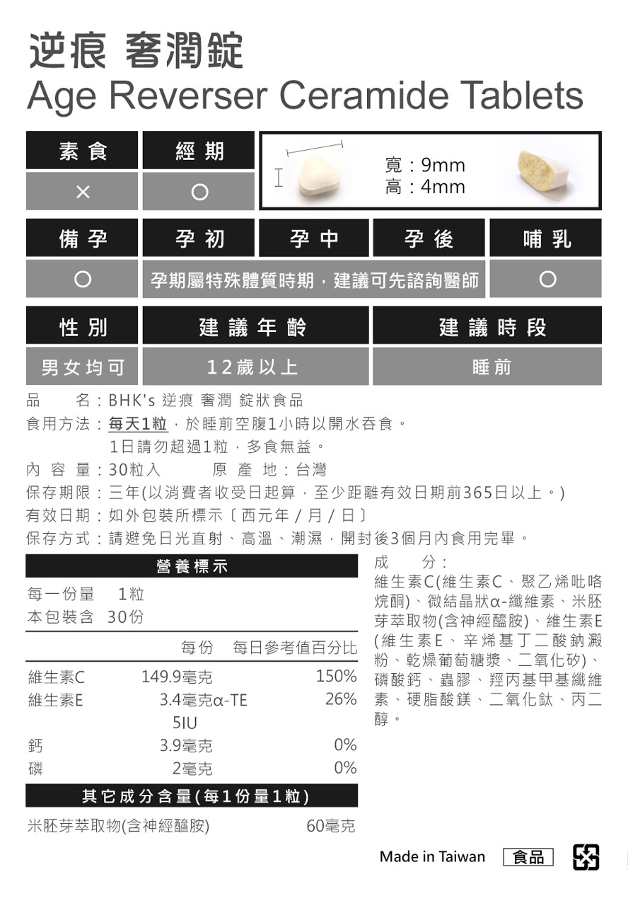 BHK's奢潤錠經SGS檢驗合格。