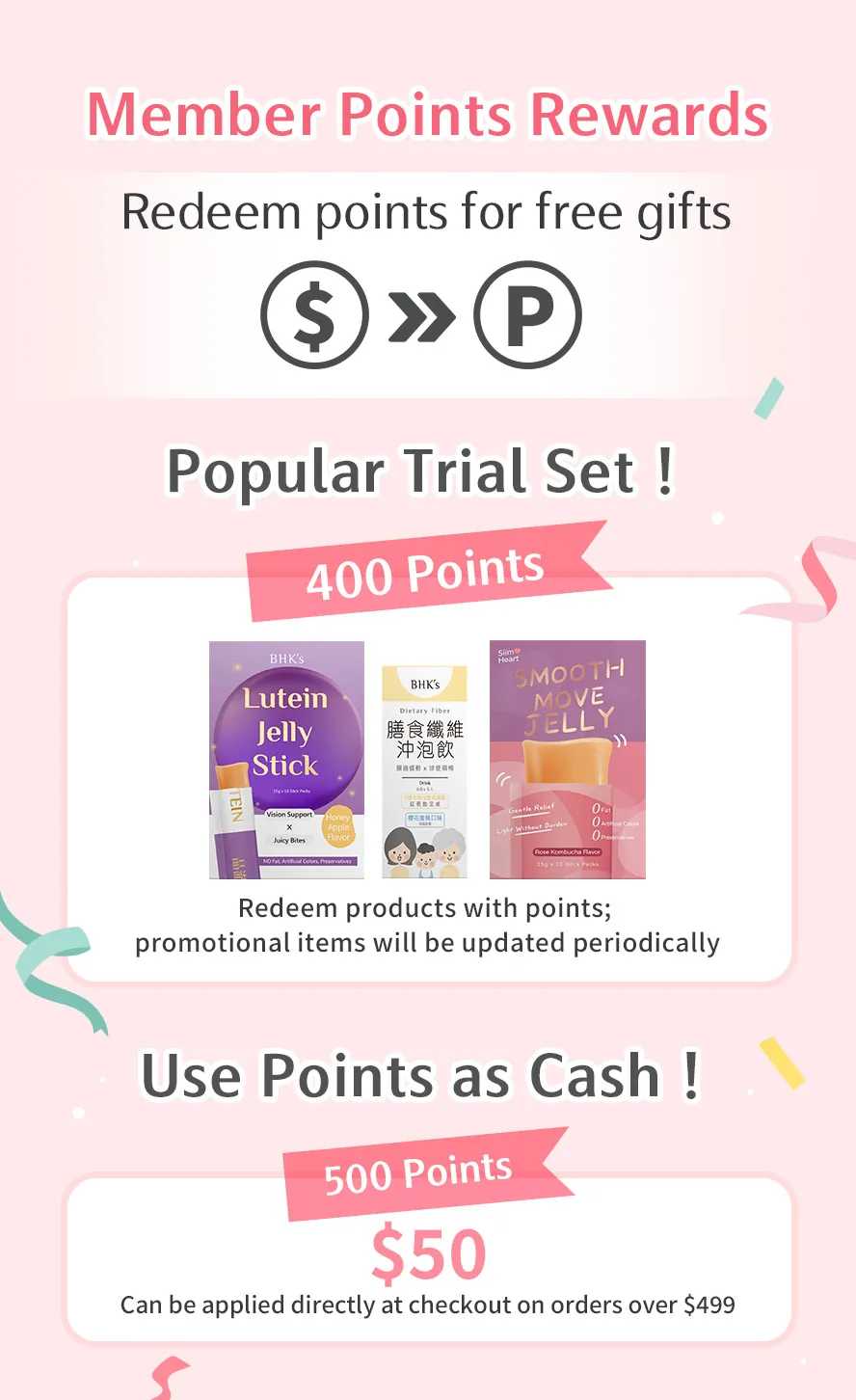 BHK's Member Points Redeemable for Gifts or Cash Discounts.