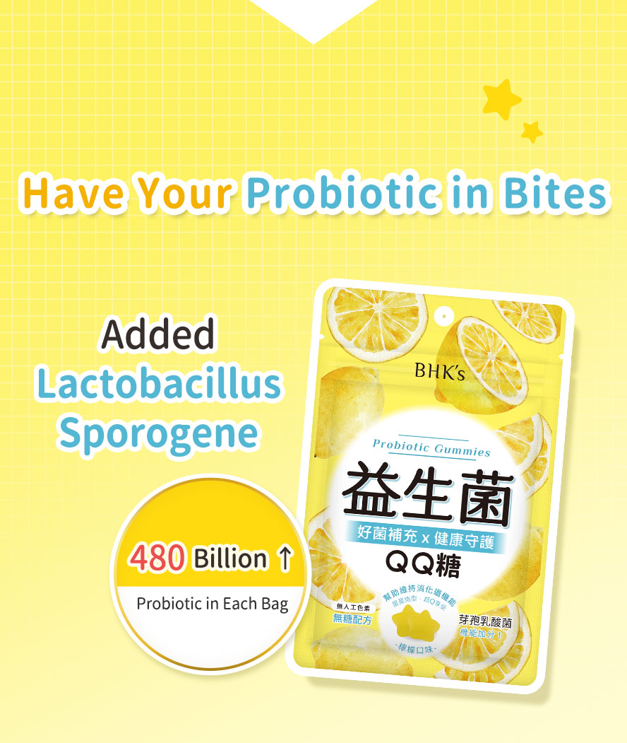 BHK's Probiotic Gummies is added 480 billion of laactobacillus in each bag.