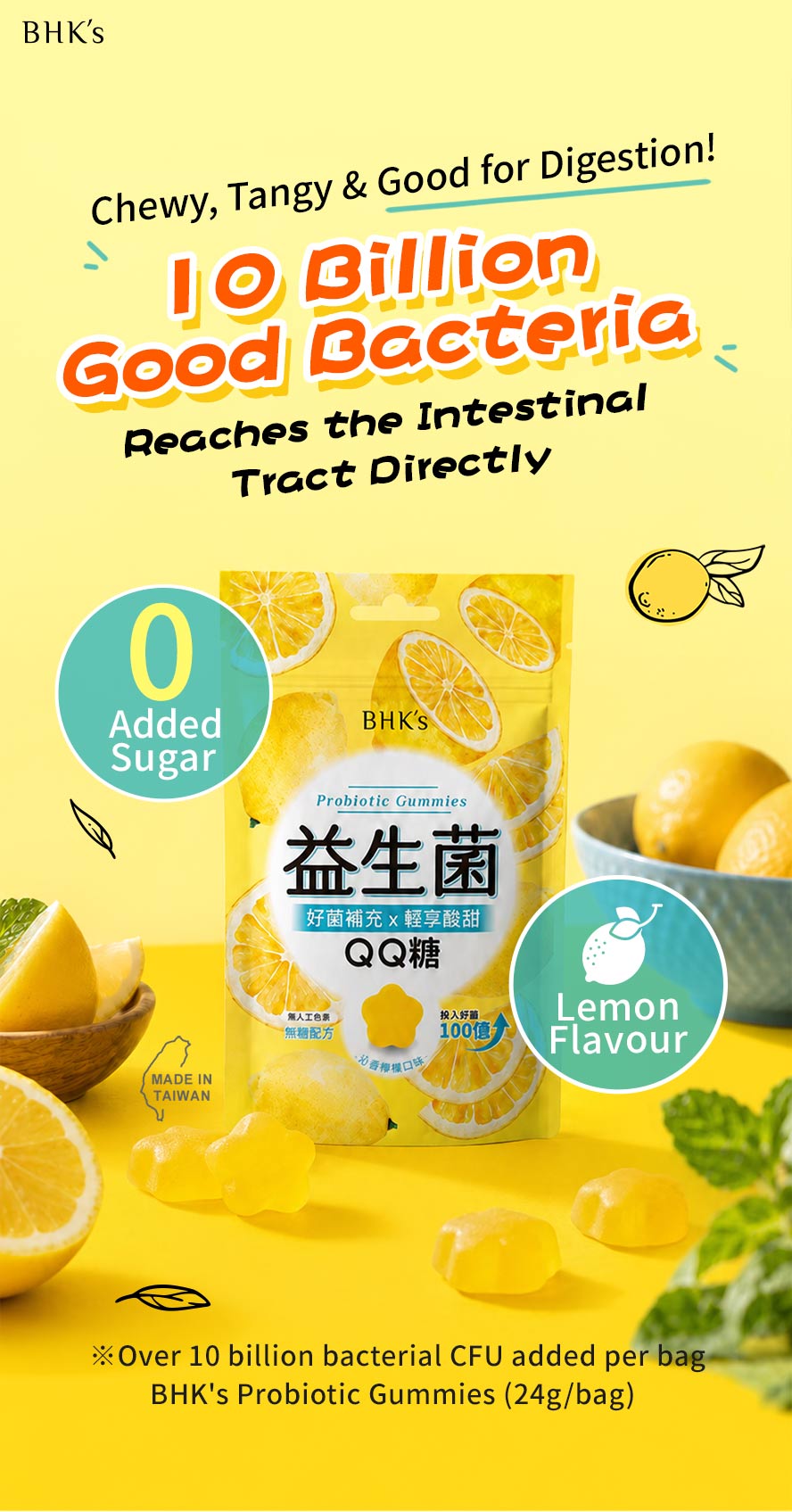 BHK's Probiotic Gummies is a healthy snack that provide gut health support.