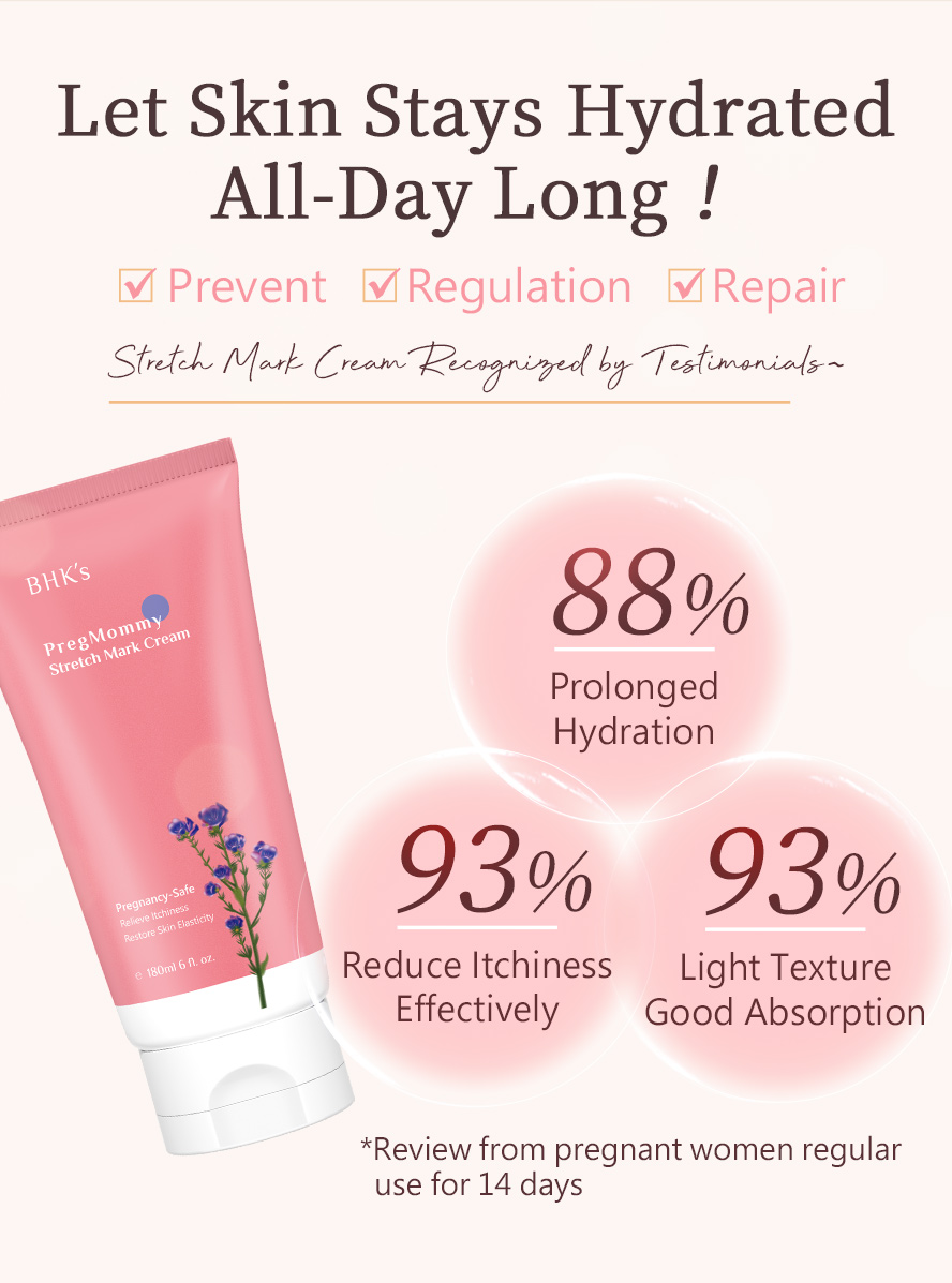 BHK's PregMommy Stretch Mark Cream has light texture with no greasy and sticky but great absorption for pregnant to apply on any body part.
