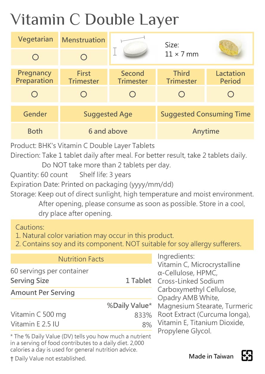 BHK's Vitamin C is safety inspection. No side effects, natural ingredients.