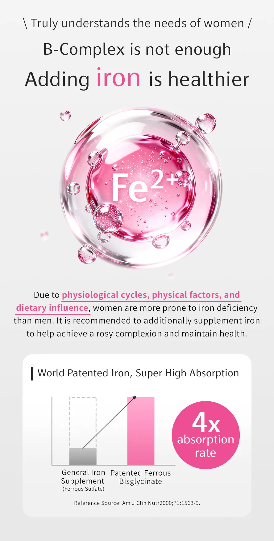 With iron that is 4.5 times more effective than normal iron, suitable for women