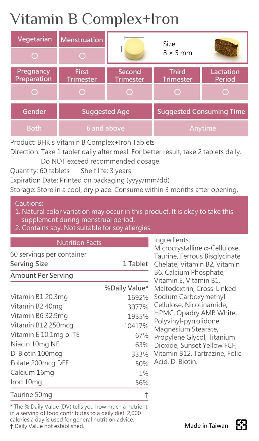BHK's Vitamin B Complex with Iron is safe, passed SGS test, no side effects