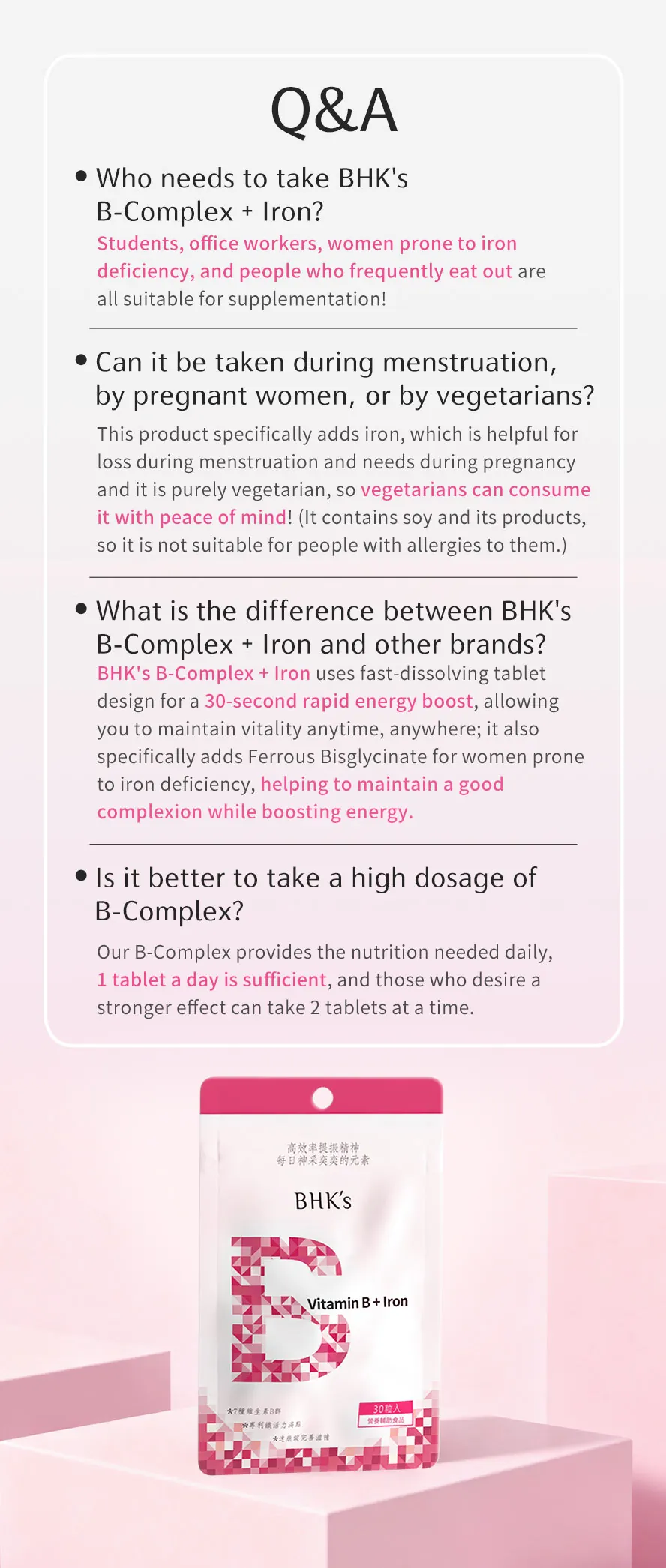 Convenient for energy boost, take one tablet a day to supply energy and nutrient needs