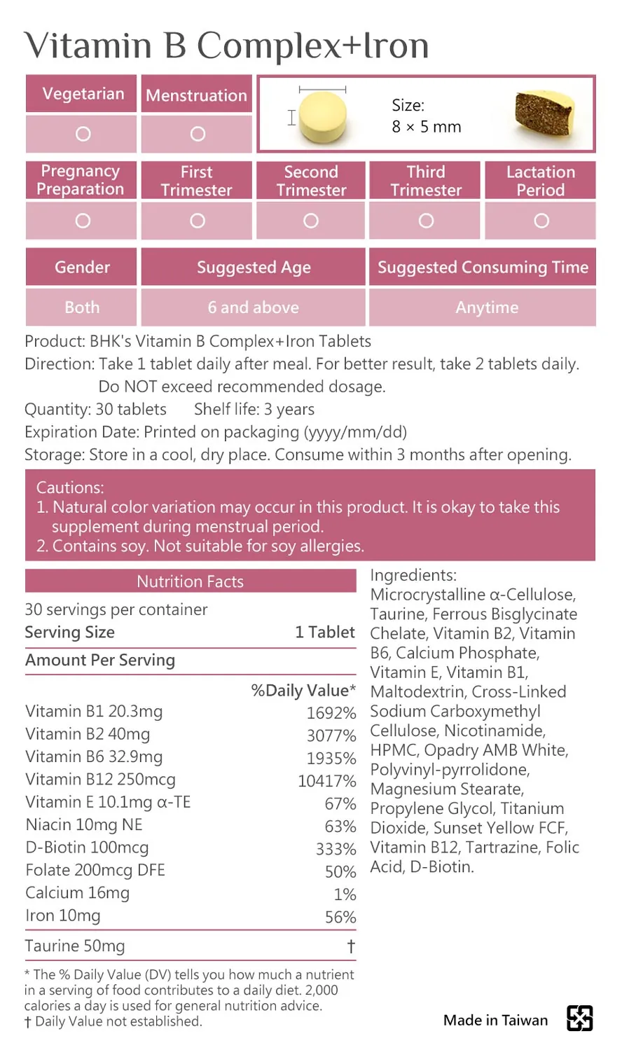 BHK's Vitamin B Complex with Iron is safe, passed SGS test, no side effects 