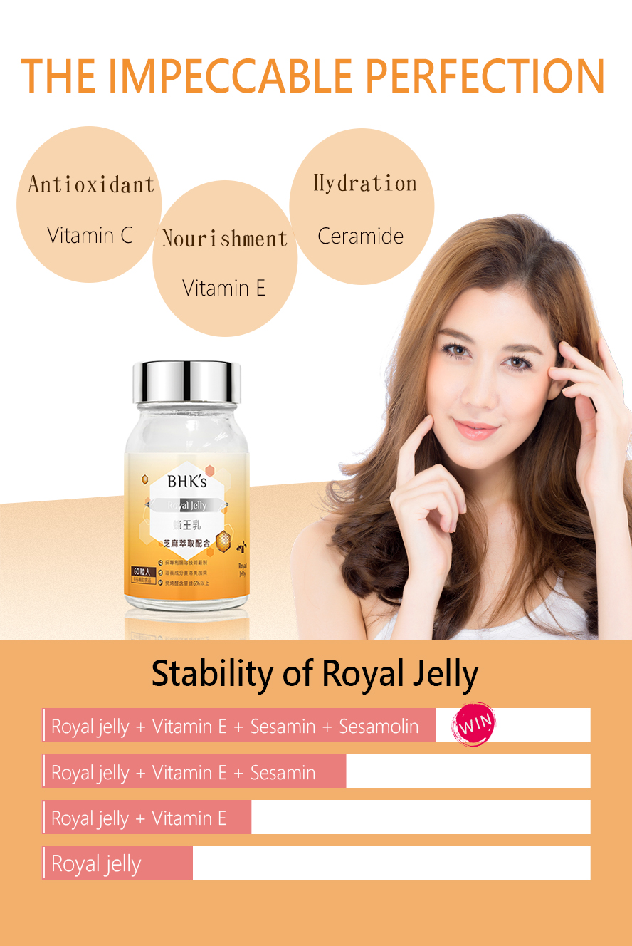 BHK's royal jelly contain with ceramide that helps women youth and beauty