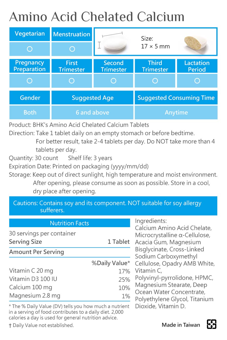 BHK's calcium is safety inspection. No side effects, natural ingredients.