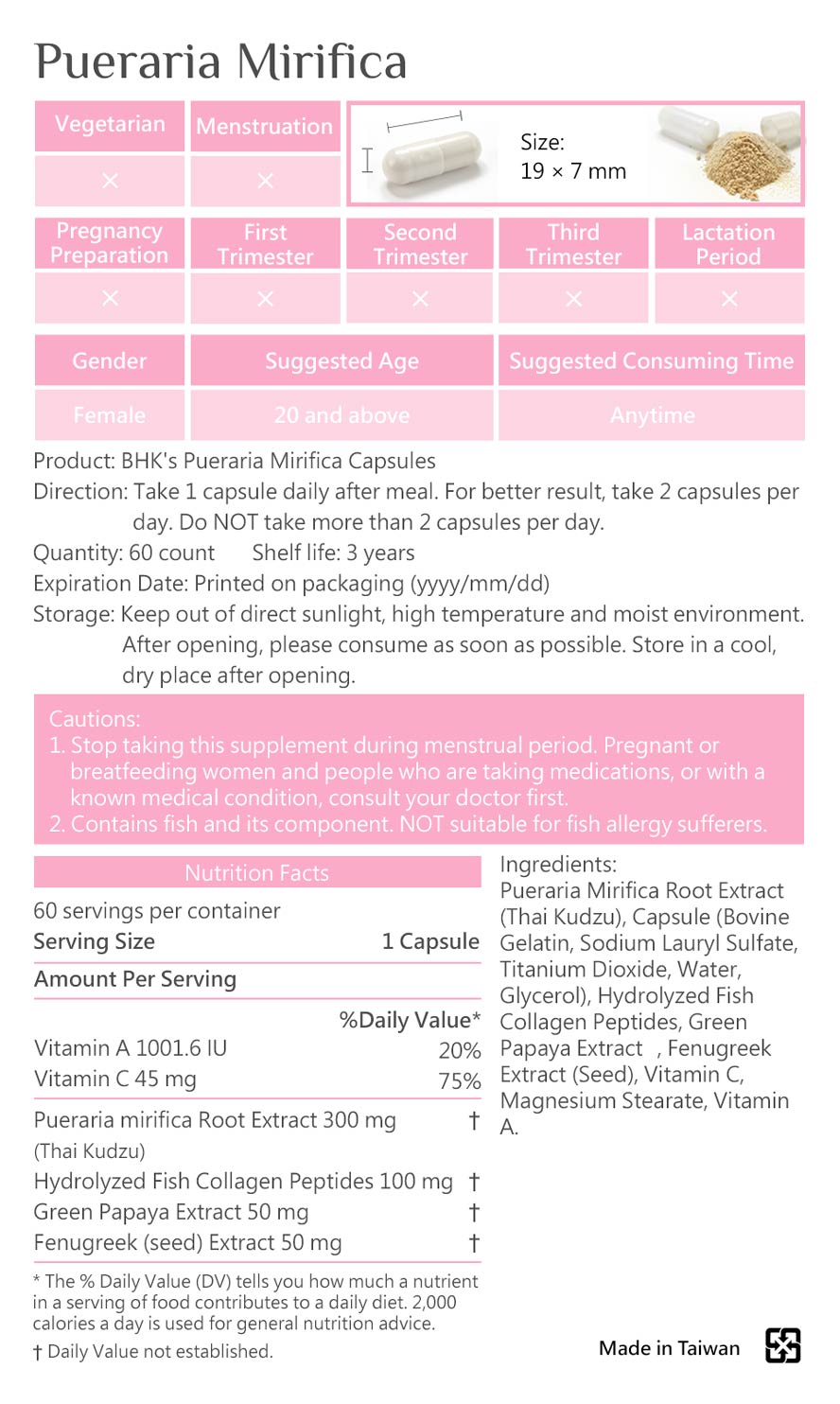 With good testimonials, BHKs Pueraria is profesionally recommended for breast size enhancement without any side effects .