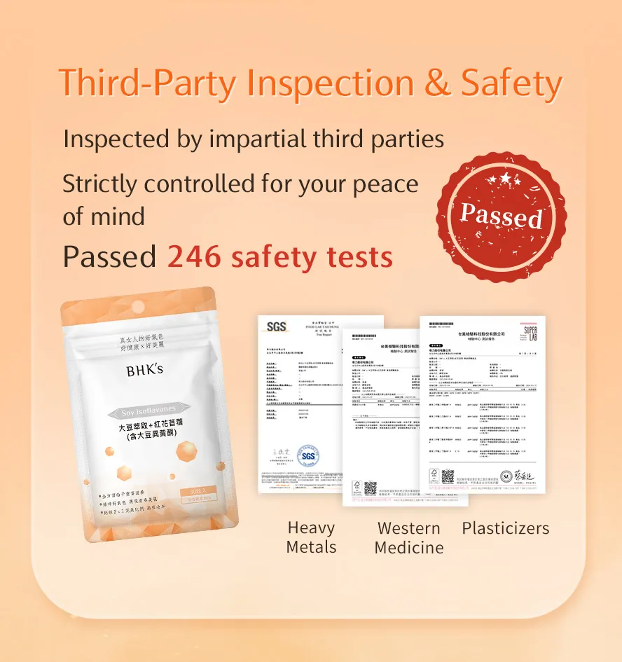 BHK's Soy Isoflavones use strictly selected high-quality soy extracts and are fully SGS certified for safety and quality.