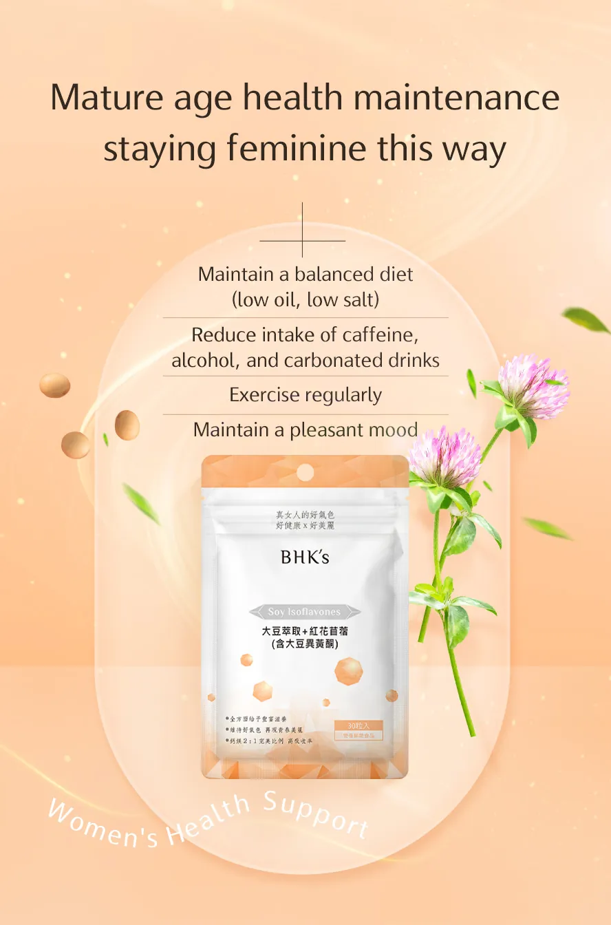 What are the best health tips for mature women? Combine a balanced diet and exercise with BHK's Soy Isoflavones for optimal results.