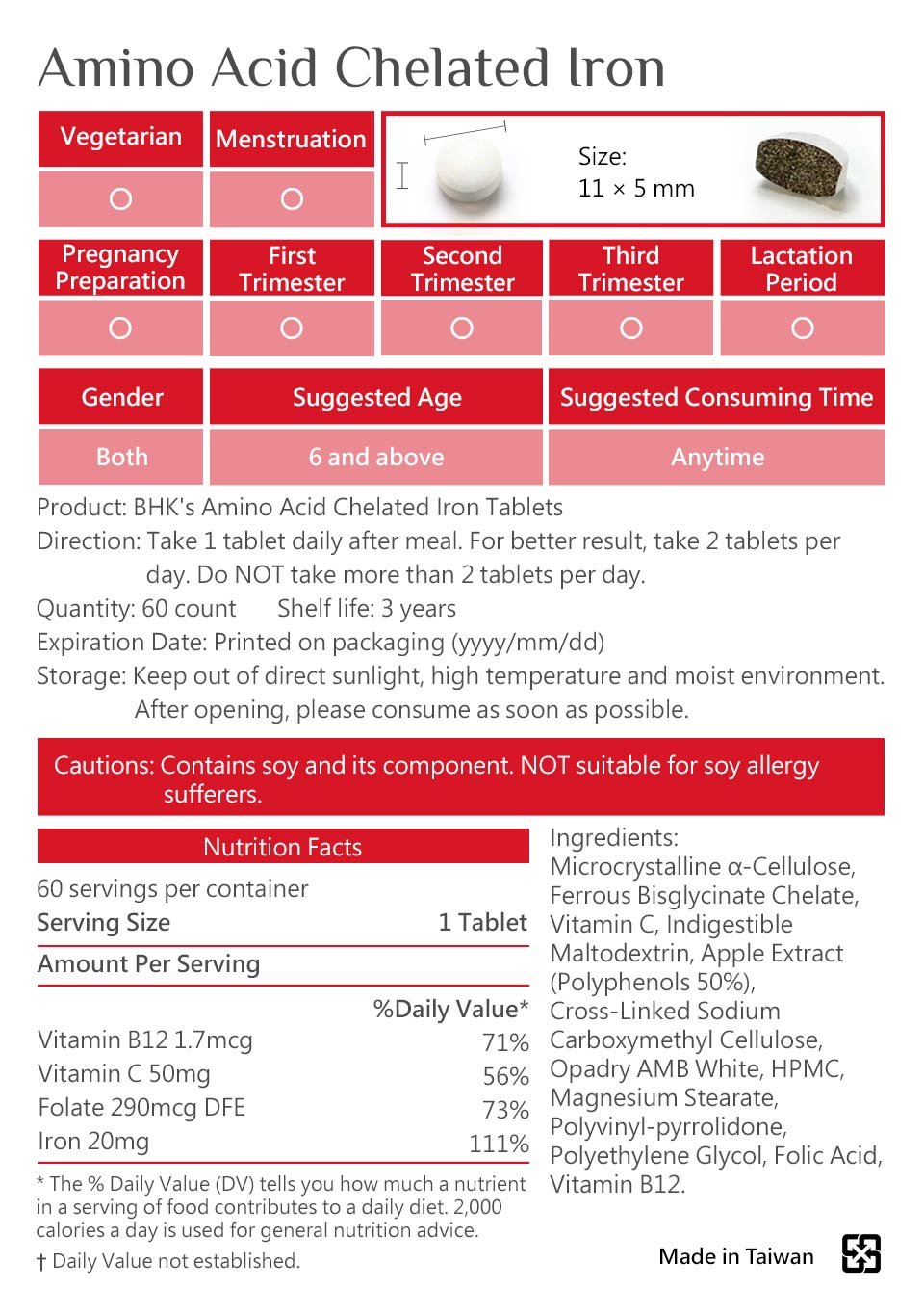 BHK's Chelated Iron is safety inspection, No side effects, natural ingredients.