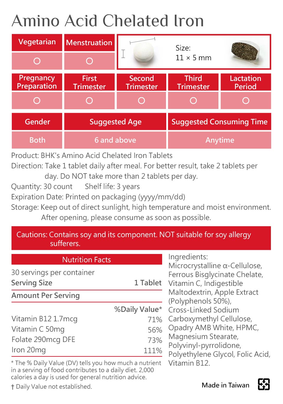 BHK's Chelated Iron is safety inspection, No side effects, natural ingredients.