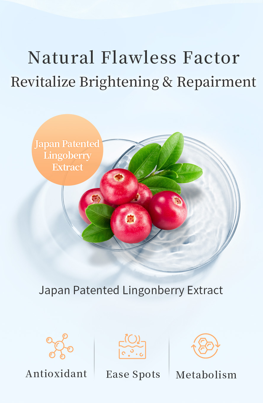 BHKs Natural arbutin use Japan patented Lingonberry Extract  (contain Arbutin) which can help in antioxidant, ease spots and boost metabolism. 