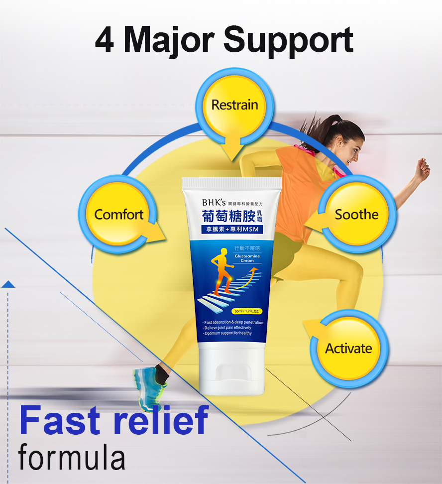 BHK's Glucosamine cream bring fast relief for overworked joints and muscles