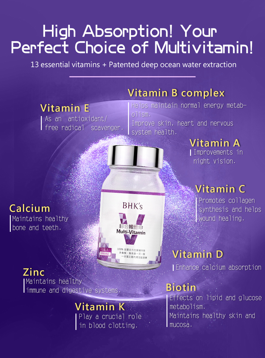 BHK's multi vitamins consists of 13 types of vitamins and deep ocean minerals for body needs