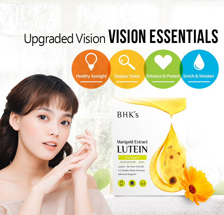 BHK's lutein 15mg helps those with poor pose gesture, smartphone addiction, elders and seniors who has vision problem