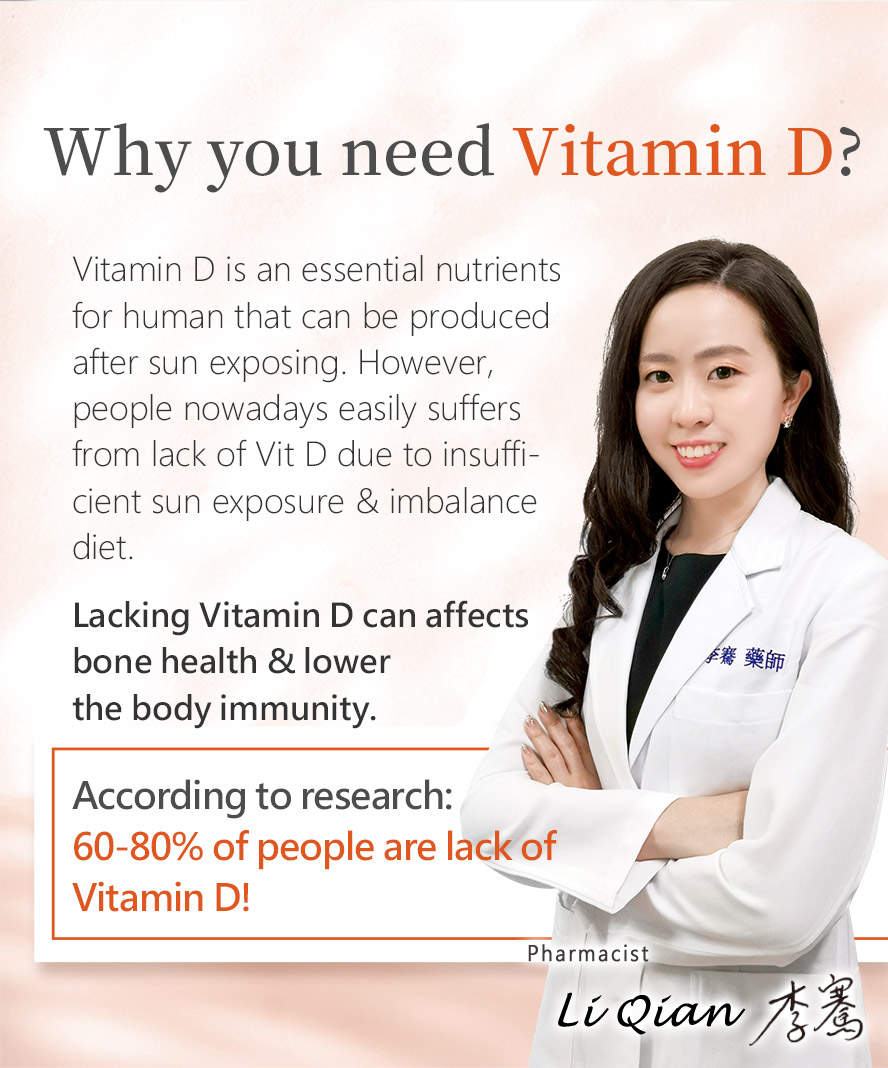 BHK's Vitamin D3 is recommended by pharmacist to prevent vitamin d deficiency which will affect health and immunity.
