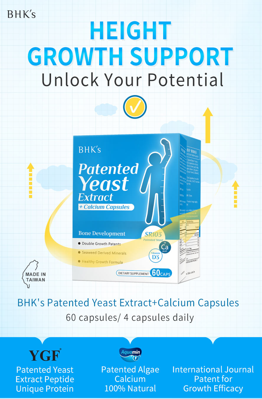 BHK's Patented Yeast Extract+Calcium Capsules  strong teeth and bones.