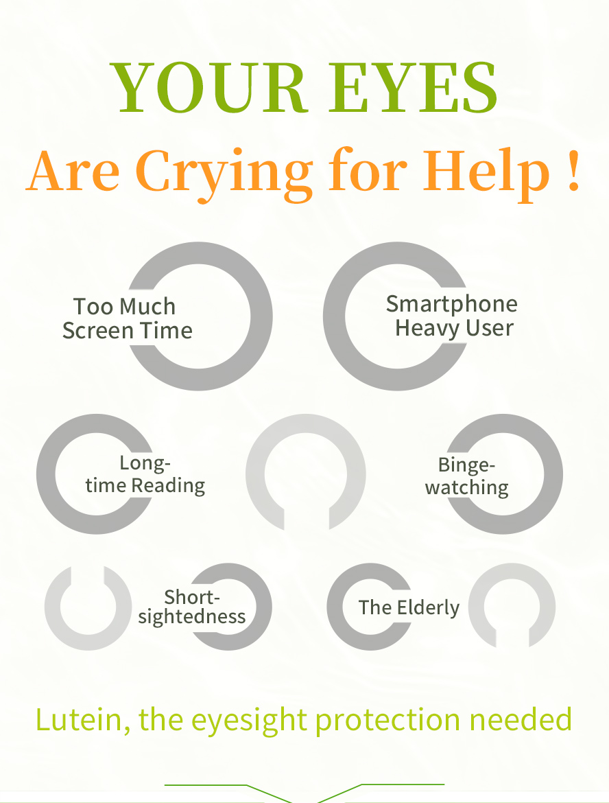 Eye health support for electric gadgets heavy users, shirt-sightness, and elderly.