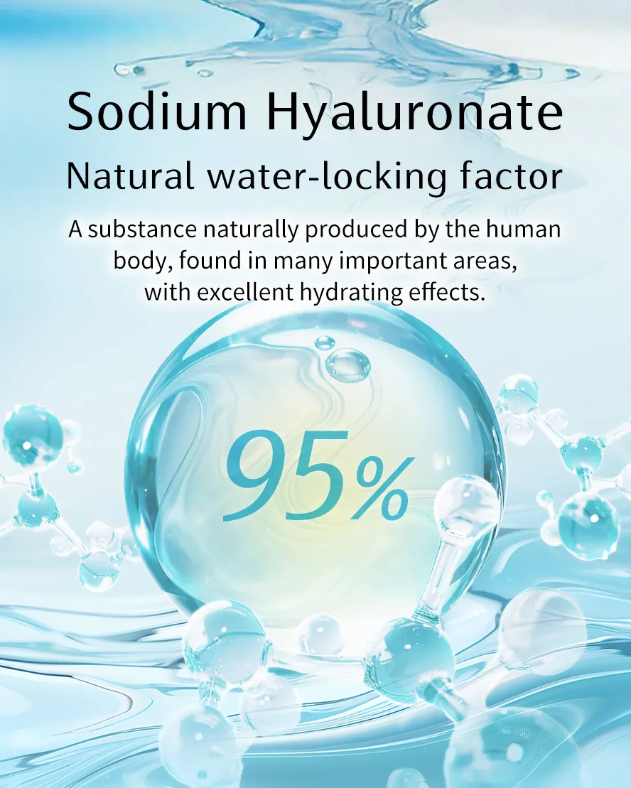 Hyaluronic acid, also known as Sodium Hyaluronate, is a natural moisturizing factor found in the body's skin, joints, and bones.
