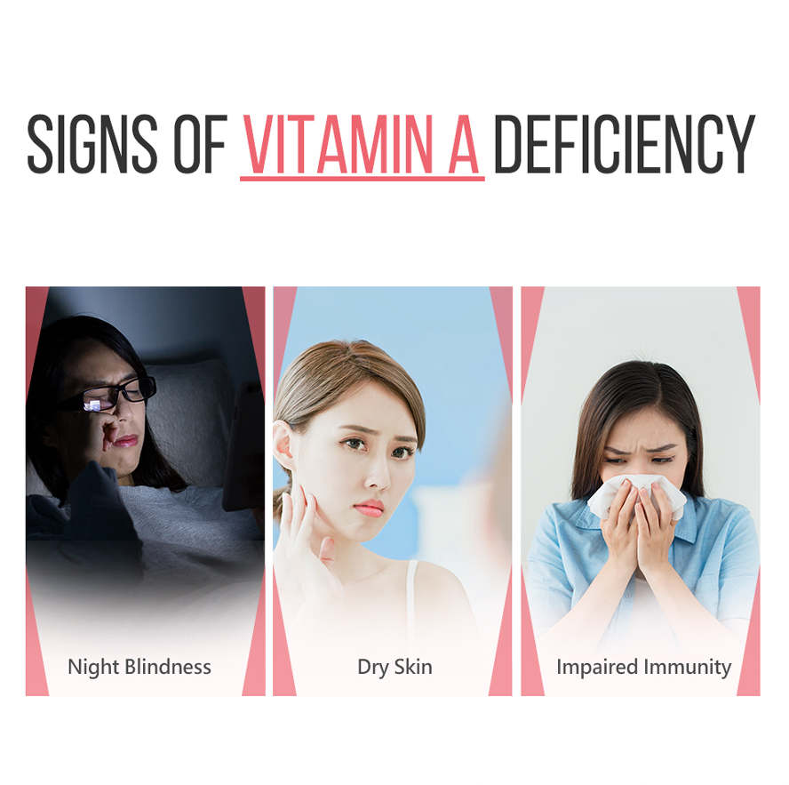 A lack of vitamin A can lead to a variety of problems , include night blindness and dry skin