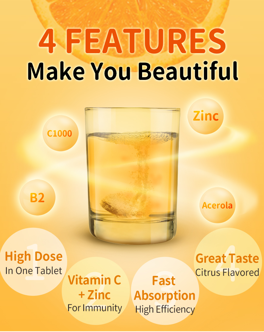 BHK's viaminC1000 effervescent tablets have four features