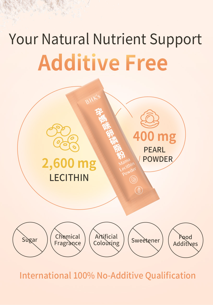 BHK's MaMa Lecithin Powder added with patented micro pearl powder to provide body and beauty nourishment to mommies