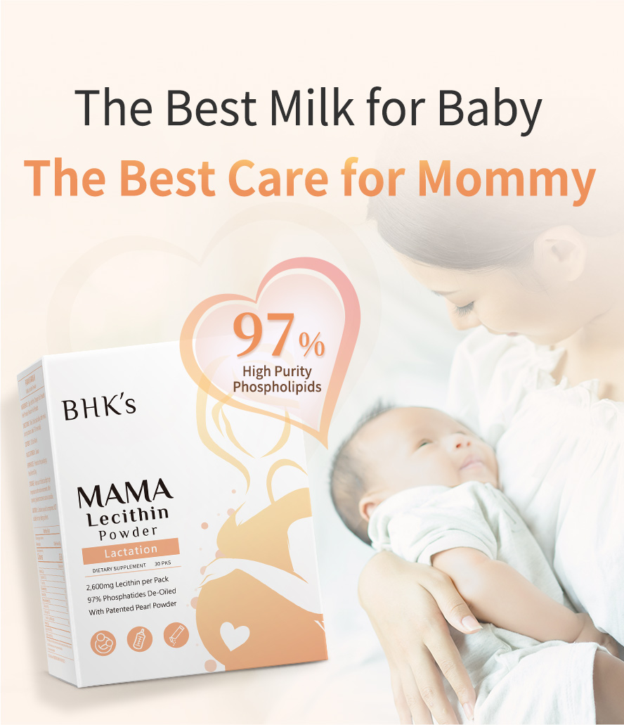 BHK's MaMa Lecithin Powder is recommended by nutritionist with its high sufficient dosage, 95% of phospholipids, no beany flavor, and natural flavoring of passion fruit and orange