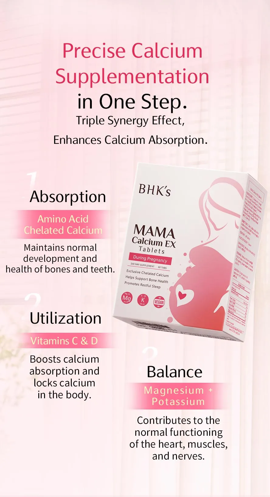 BHK's MaMa Calcium EX Tablets: Enhanced Formula with Potassium, Vitamin D, and Vitamin C for Maximum Calcium Absorption