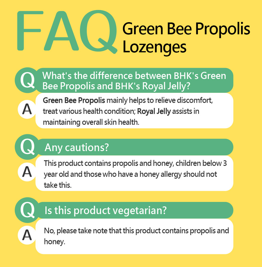 BHK's propolis lozenges is composed of honey and propolis.