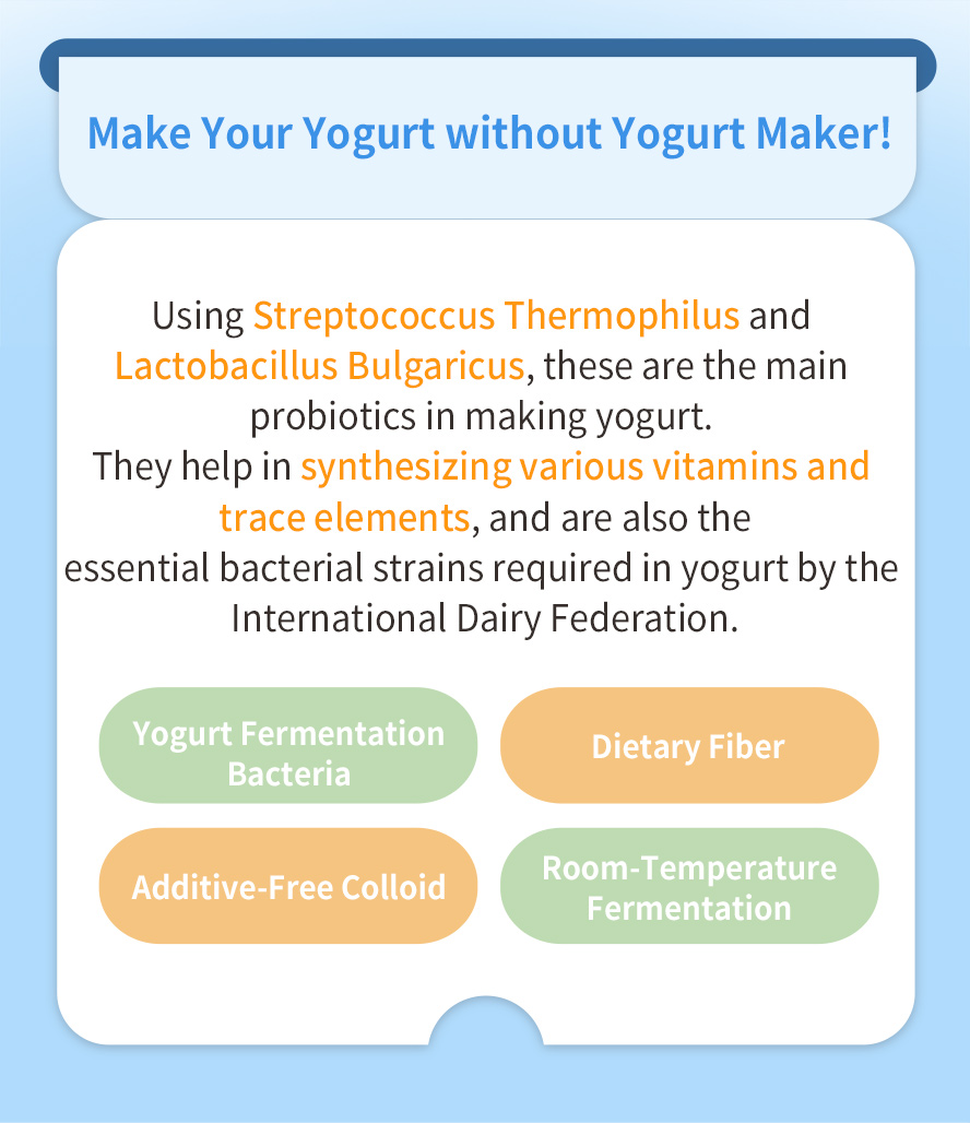 BHK's 100% Probiotic Yogurt Powder uses S. thermophilus and lactobacillus bulgaricus, they are the best probiotic in making yogurts with its rich nutrients.