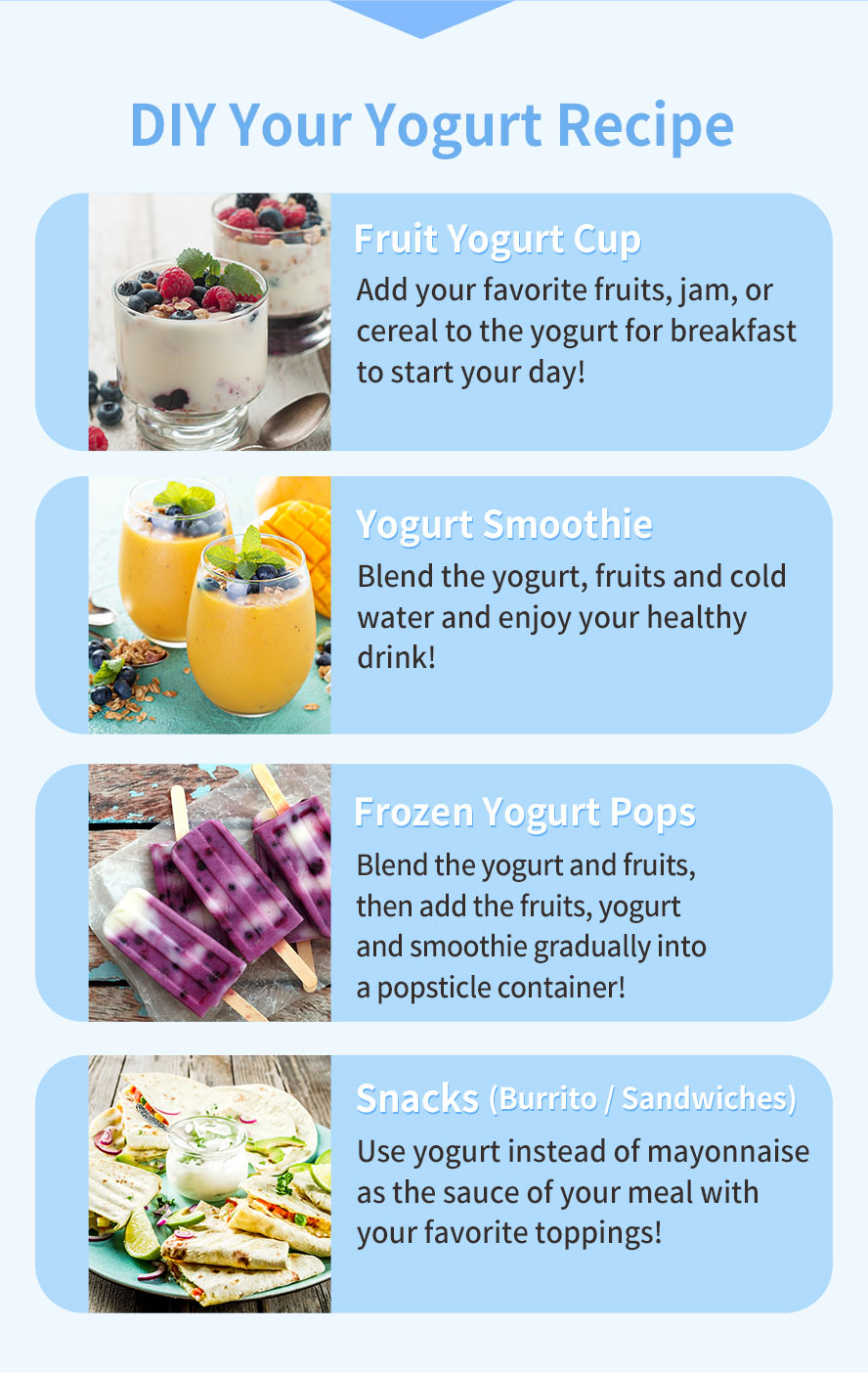 Try using your BHK's 100% Probiotic Yogurt Powder homemade yogurt in our favorite recipes.