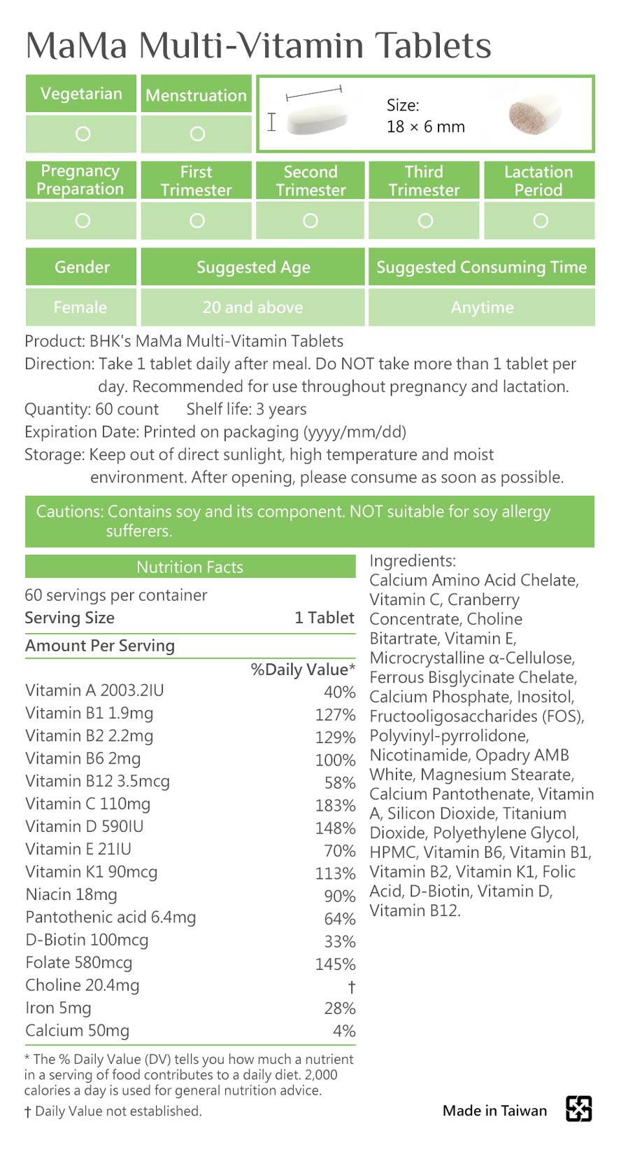 BHK-MaMa multi vitamins  is healthy dietary supplement, safe & no side effects with product liability insurance. Suitable for vegetarian